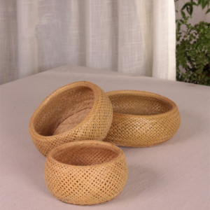 Small Round Weaving Bamboo Basket Set Of 3  TBB-0010